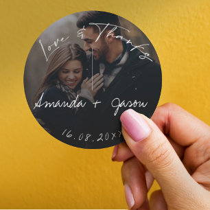 Sticker Rond Élégant texte superposition photo Mariage amour et