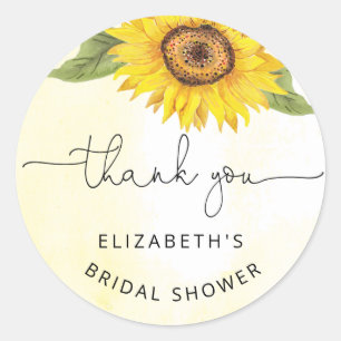 Sticker Rond Élégant tournesol Baby Shower classique rond autoc