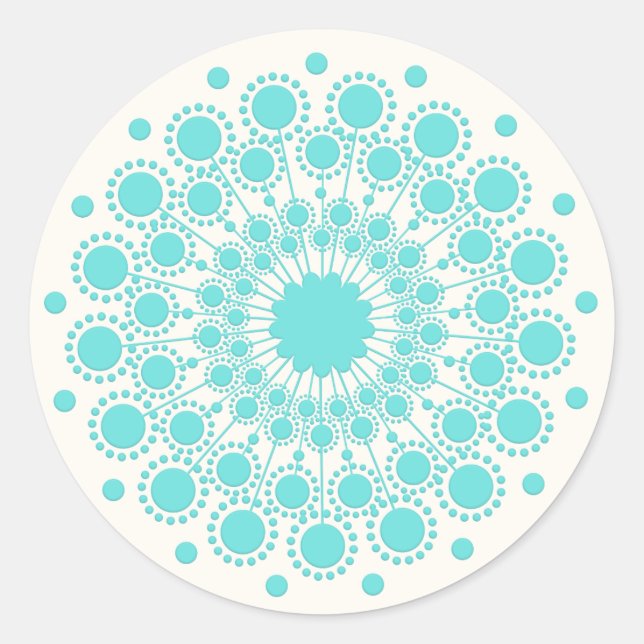 Sticker Rond Elégant Turquoise Mandala Santé Naturelle & Beauté (Devant)