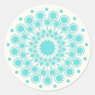 Sticker Rond Elégant Turquoise Mandala Santé Naturelle & Beauté