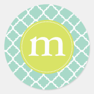 Sticker Rond Elégant Turquoise Maroc Quatrefoil Personnalisé