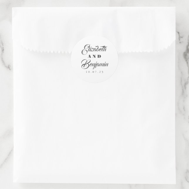 Sticker Rond Elégant Type Personnalisable Mariage Classic Roun (Sac)