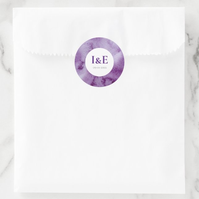 Sticker Rond Élégant Ultra Violet Lavage de Couleur Violette Ma (Sac)