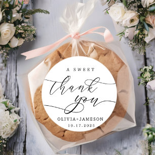 Sticker Rond Élégant Un Merci Doux Favoriser Mariage