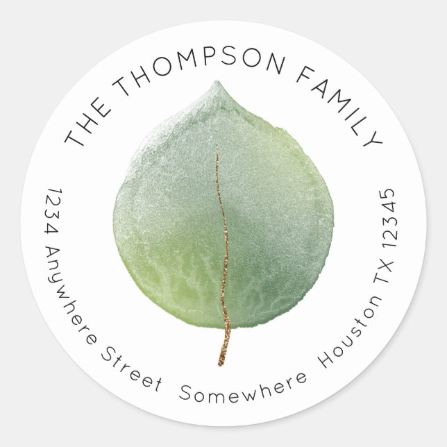 Sticker Rond Elégant unique feuille d'eucalyptus Nom de retour  (Devant)