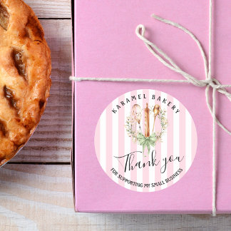 Sticker Rond Elegant Utensils Cooking Bakery Thank you