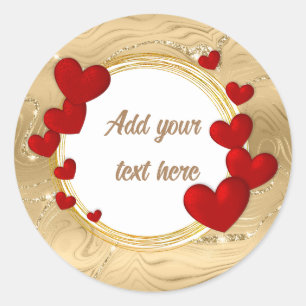 Sticker Rond Élégant Valentines, Amour, Mariage d'anniversaire