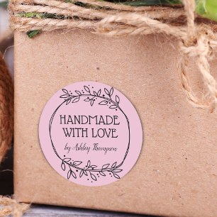 Sticker Rond Élégant Vert Fabriqué À La Main Avec Nom D'Amour R