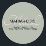 Sticker Rond Élégant Vert Sauge Rose Mariage Monogrammé<br><div class="desc">Étiquettes de Faveur Monogrammées pour Mariage</div>