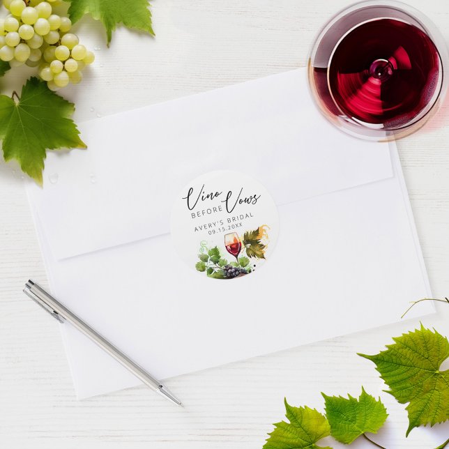Sticker Rond Élégant Vino Avant les Vœux Aquarelle Dégustation  (Créateur téléchargé)