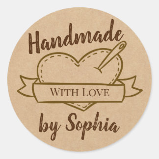 Sticker Rond Elégant Vintage à la main avec amour