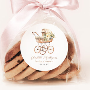 Sticker Rond Elégant Vintage bébé transport douche