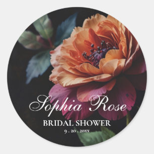 Sticker Rond Elégant vintage peachy rouge floral moody boho