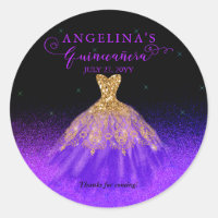 Élégant violet | Gold Spanish Gown Quinceañera