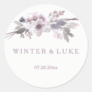 Sticker Rond Élégant violet hiver gris mariage Favoriser Sticke