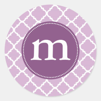 Sticker Rond Élégant violet marocain Quatrefoil Personnalisé