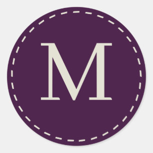Sticker Rond Élégant violet monogrammé