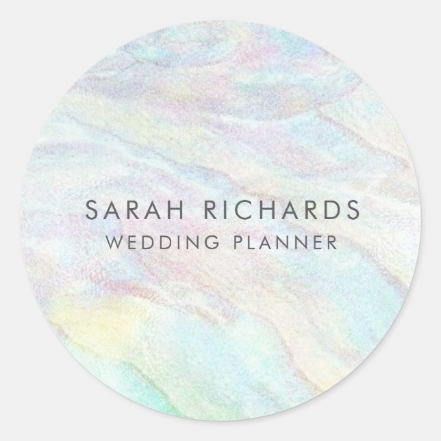 Sticker Rond Élégant Wedding planner Opal Simple (Devant)