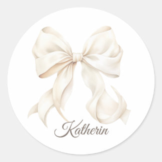 Sticker Rond Elegant White Bow Baby Shower  Classic Round Stick