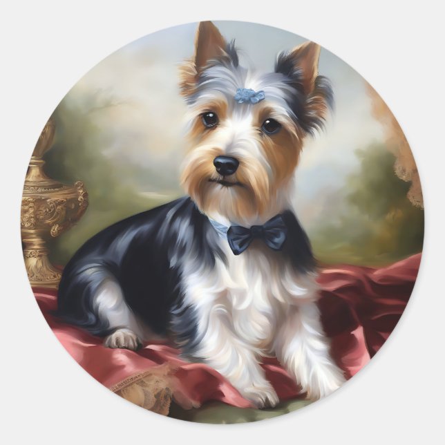 Sticker Rond Elégant Yorkshire Terrier Beauté (Devant)
