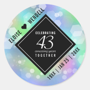 Sticker Rond Élégante 43ème anniversaire du Mariage Opal