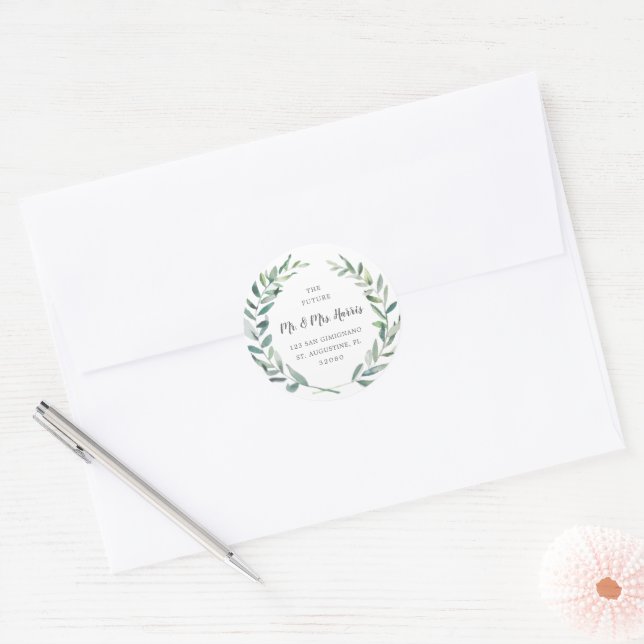 Sticker Rond Élégante Adresse de Retour de Mariage Rustique ave (Enveloppe)