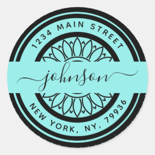 Sticker Rond Élégante Adresse de retour Rond, Créez votre propr
