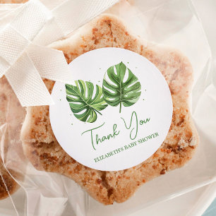 Sticker Rond Elégante aquarelle Baby shower de palme tropicale