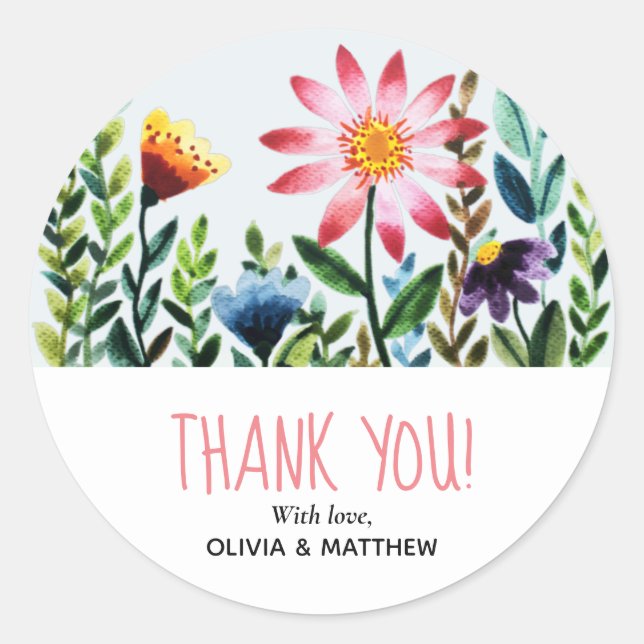 Sticker Rond Elégante aquarelle Baby shower floral Favoriser (Devant)