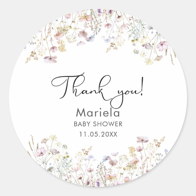 Sticker Rond Elégante aquarelle bébé en fleurs Fleur sauvage bé (Devant)