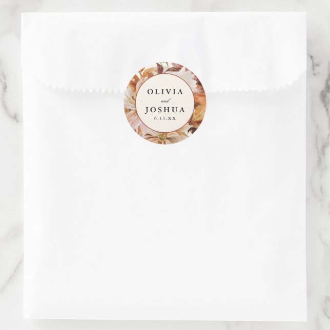 Sticker Rond Elégante aquarelle d'automne Floral | Faveur de ma (Sac)