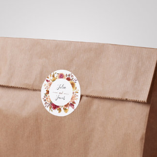 Sticker Rond Elégante aquarelle d'automne Floral Wedding Favori