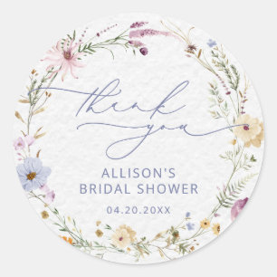 Sticker Rond Elégante aquarelle Fleur sauvage Fête des mariées 