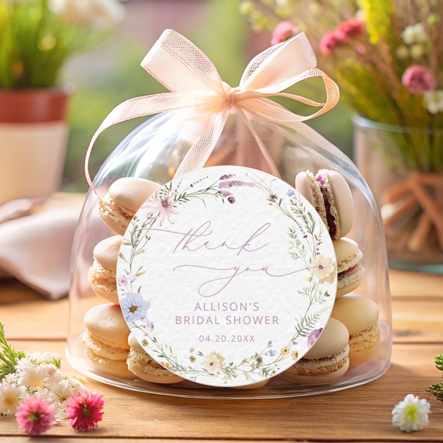 Sticker Rond Elégante aquarelle Fleur sauvage Fête des mariées  (Créateur téléchargé)