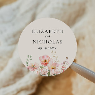 Sticker Rond Elégante aquarelle Fleur sauvage Jardin Mariage