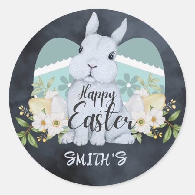 Sticker Rond Elégante aquarelle florale - Bonne Pâques (Devant)
