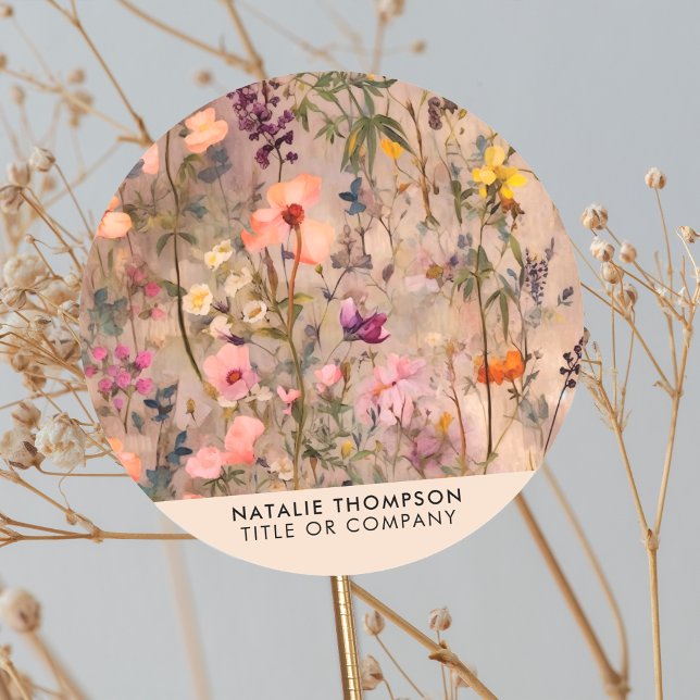 Sticker Rond Elégante aquarelle Florale Feminine Petite entrepr (Créateur téléchargé)