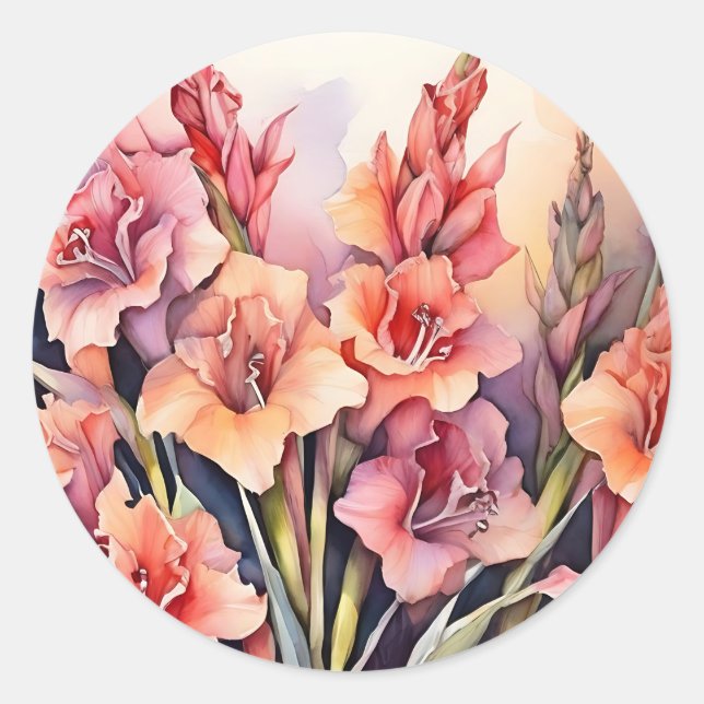 Sticker Rond Elégante aquarelle Gladiolus (Devant)