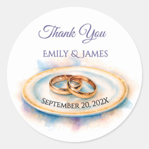 Sticker Rond Elégante aquarelle Golden Rose Mariage Cercles