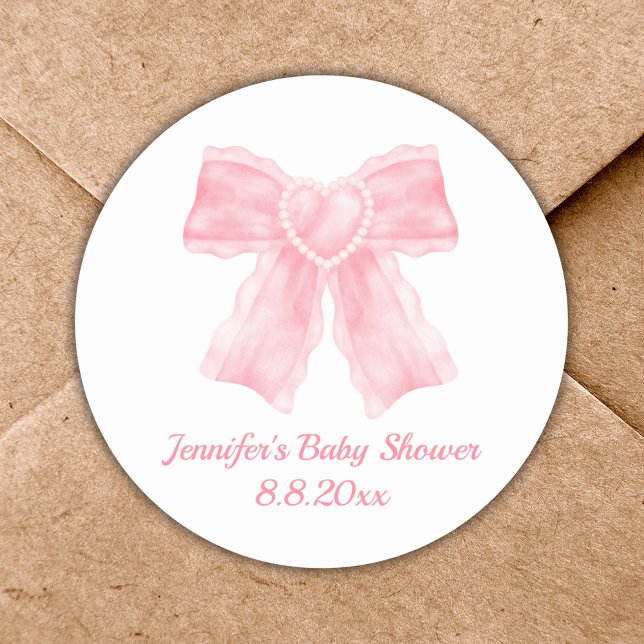 Sticker Rond élégante aquarelle rose arc fille baby shower mign (Créateur téléchargé)