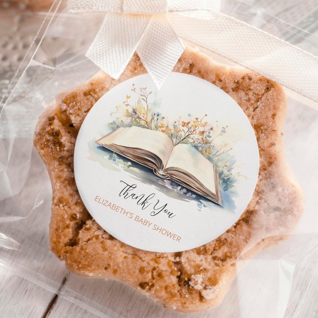 Sticker Rond Elégante aquarelle Un nouveau Baby shower de chapi (Créateur téléchargé)