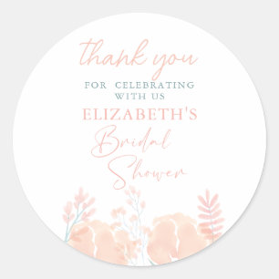 Sticker Rond Élégante Baby Shower Aquarelle aux Fleurs Sauvages