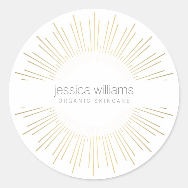 Sticker Rond Elégante Beauté Gold Sunburst