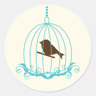 Sticker Rond Élégante cage à oiseaux
