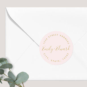 Sticker Rond Élégante calligraphie adresse de retour de mariage