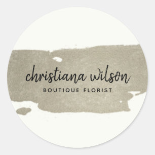 STICKER ROND ÉLÉGANTE CALLIGRAPHIE DE GRÈVE NOIRE EN ARGENT CHI