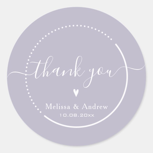 Sticker Rond Élégante calligraphie - Lavender Mariage Merci (Devant)
