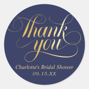 Sticker Rond Élégante Calligraphie Merci Shower Nuptial