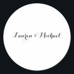 Sticker Rond Élégante calligraphie minimaliste mariage noir bla<br><div class="desc">Ce modèle peut être customisé pour répondre à tous les métiers professionnels.</div>