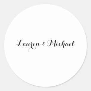Sticker Rond Élégante calligraphie minimaliste mariage noir bla